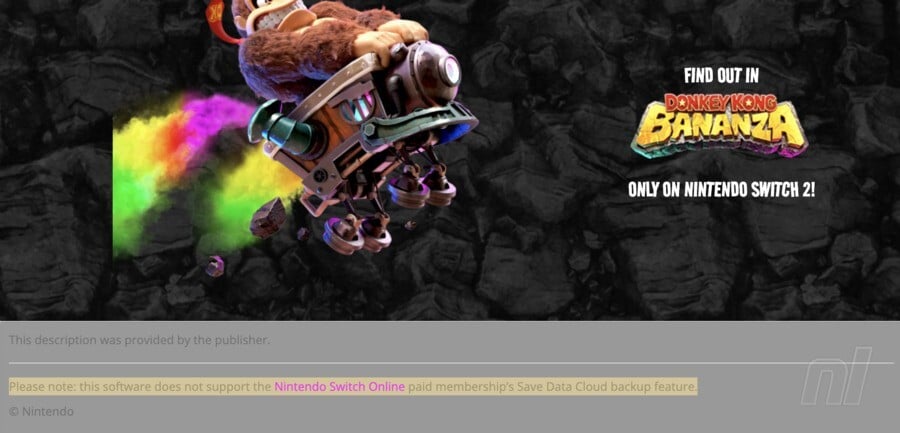 Donkey Kong Bananza Switch 2 Cloud Saves
