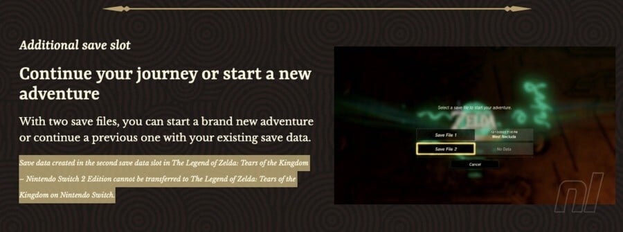 Zelda TOTK Switch 2 Saves